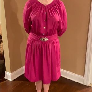 Eliza J hot pink bejeweled puff sleeve dress